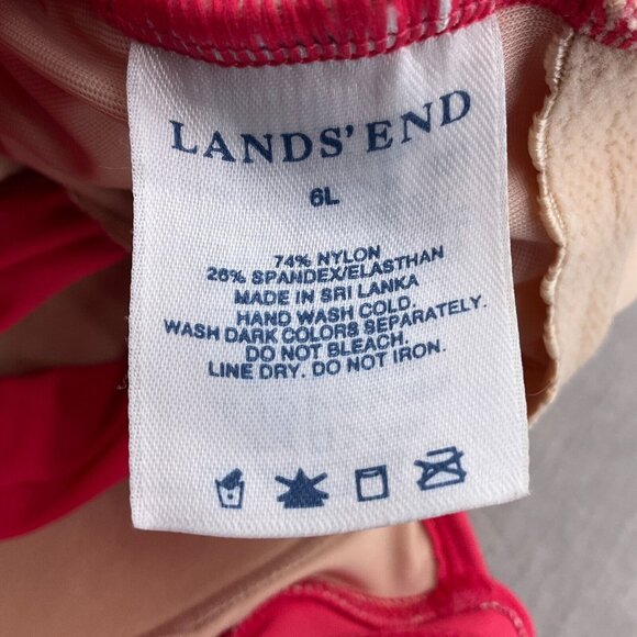 Lands End Tank Suit Women 6L Coral Ruched Pad‎ Bra Wide Halter Nylon Spandex 1pc - Picture 7 of 9